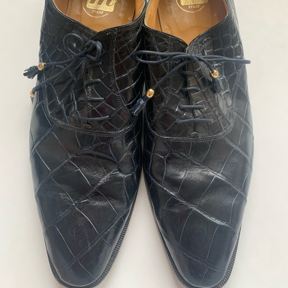 Navy Alligator loafers